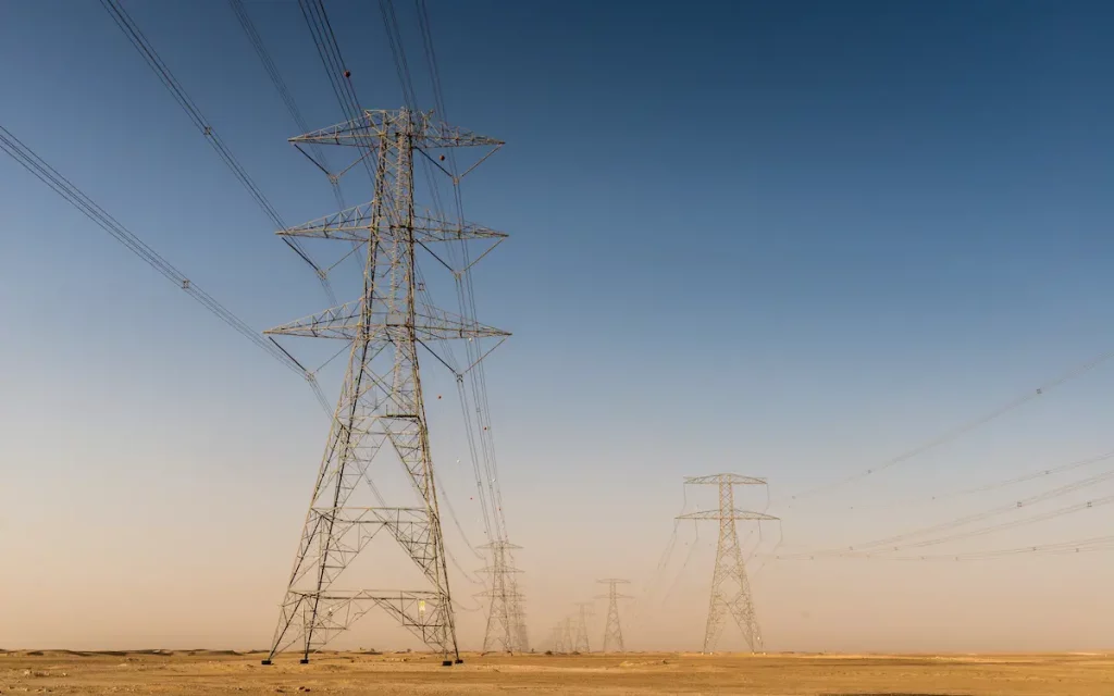 giant electricity cables desert